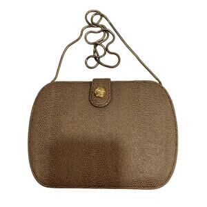 70s Lizard Stamp Small Taupe Shoulder Bag with Serpentine Chain Strap